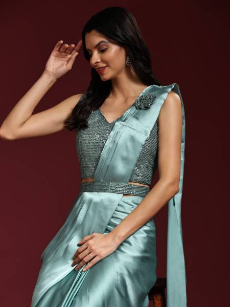Amoha Imported Satin Fabric Readymade Saree Catalog